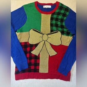 Jolly Sweaters Christmas Gift Box Ugly Holiday Sweater Size L